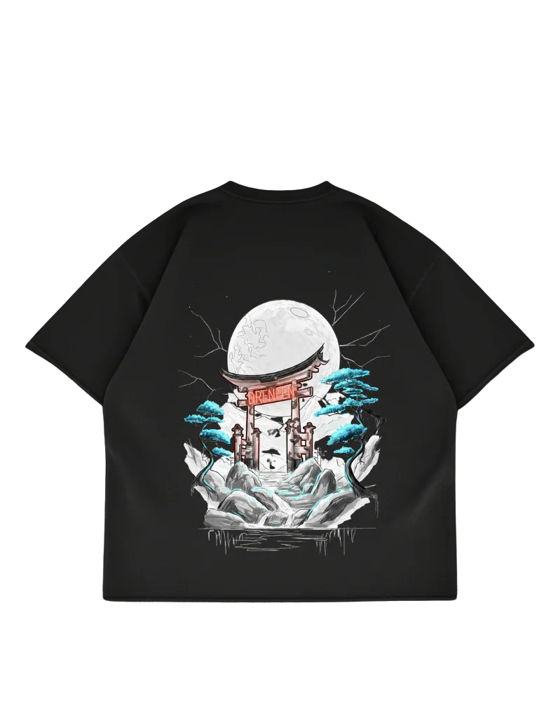 The Serenity Gate Drop Shoulder T-Shirt | Black - DRENFEN