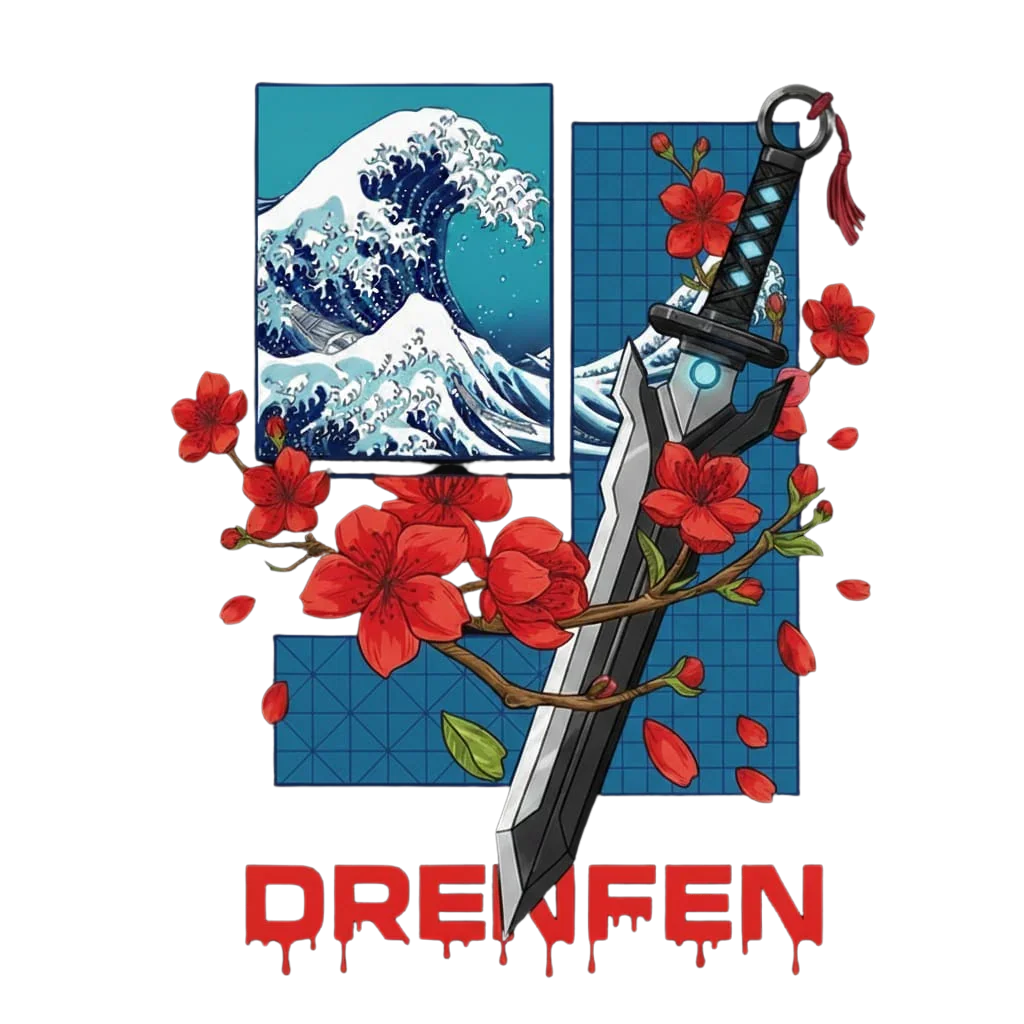 The Kanagawa Blade drop shoulder T-shirt in white - DRENFEN
