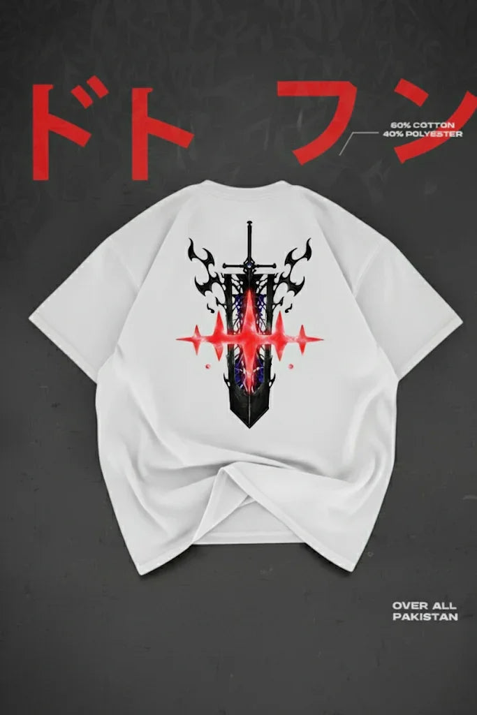 The Nebula Blade Drop Shoulder T-Shirt | White - DRENFEN