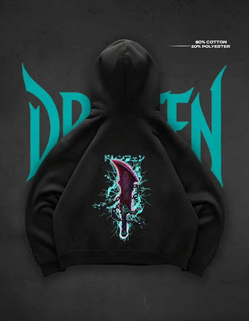 Night Blade Echo Hoodie in Black - DRENFEN