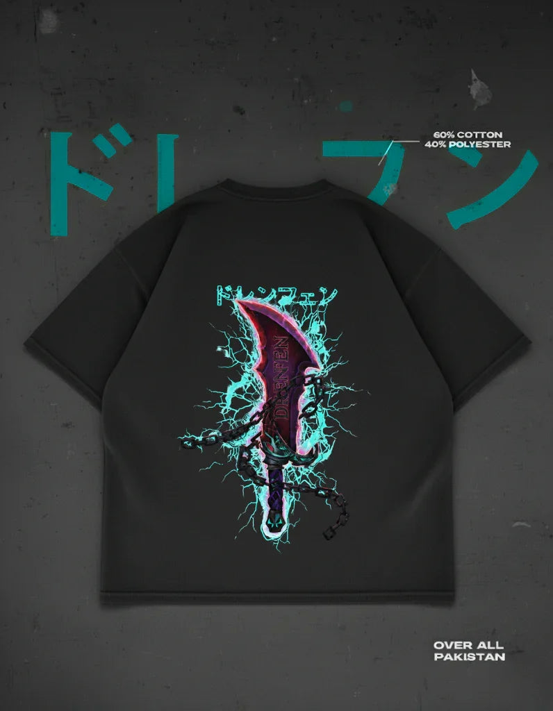 Night Blade Echo drop shoulder T-shirt in black - DRENFEN