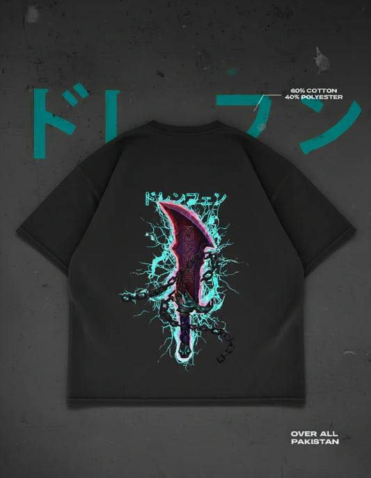 Night Blade Echo drop shoulder T-shirt in black - DRENFEN