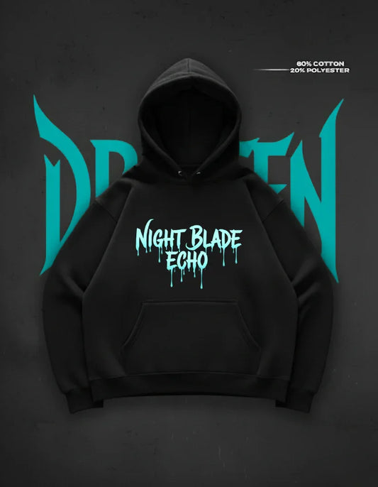 Night Blade Echo Hoodie in Black - DRENFEN