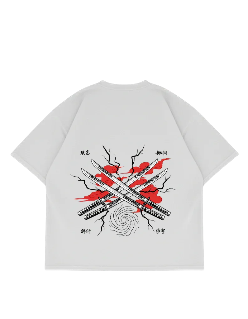 One Silent Strike Drop Shoulder T-Shirt in White - DRENFEN