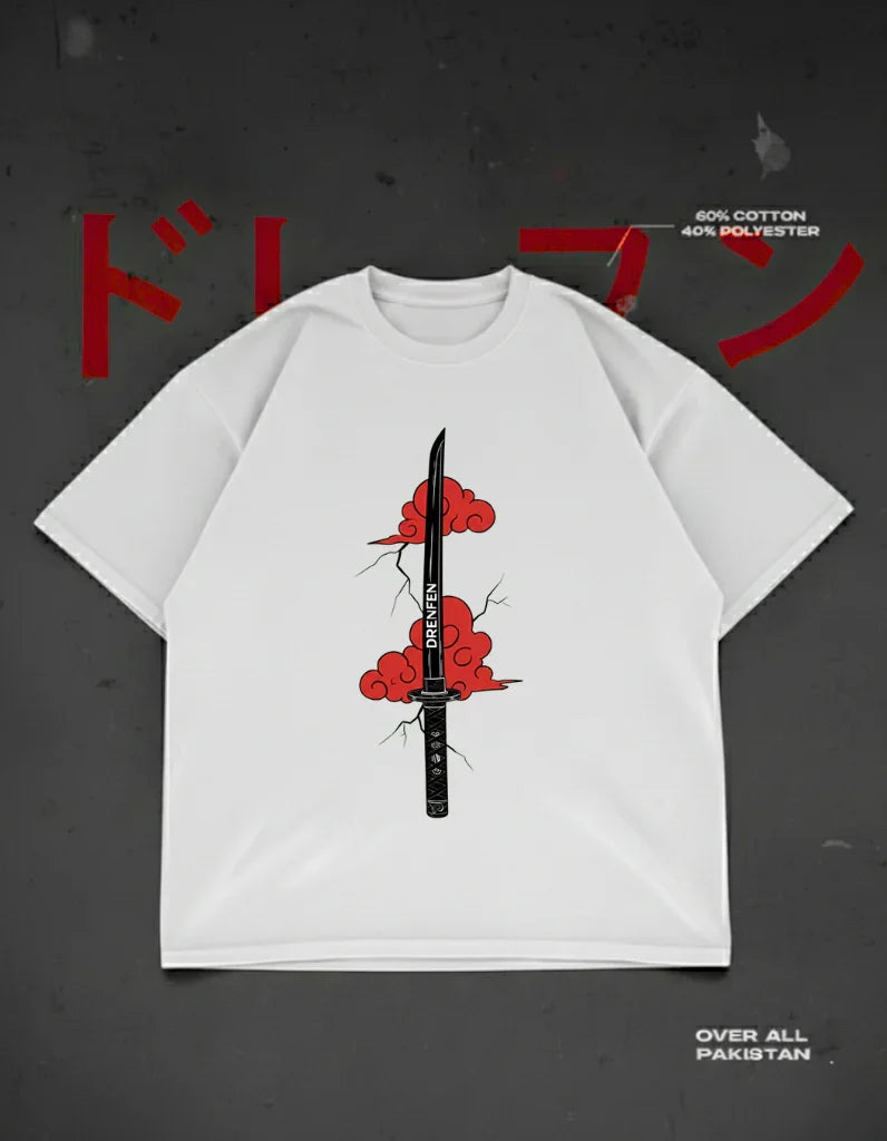 One Silent Strike Drop Shoulder T-Shirt in White - DRENFEN