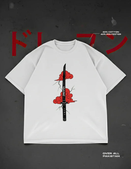 One Silent Strike Drop Shoulder T-Shirt in White - DRENFEN
