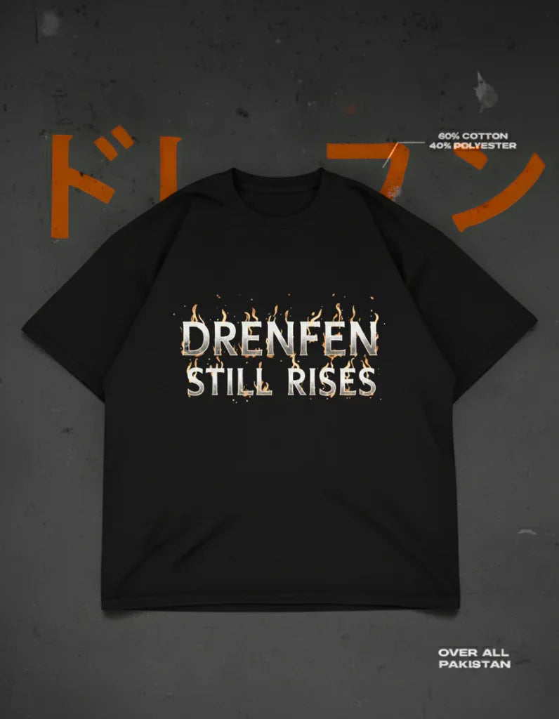 Drenfen Still Rises Drop Shoulder T-Shirt | Black - DRENFEN