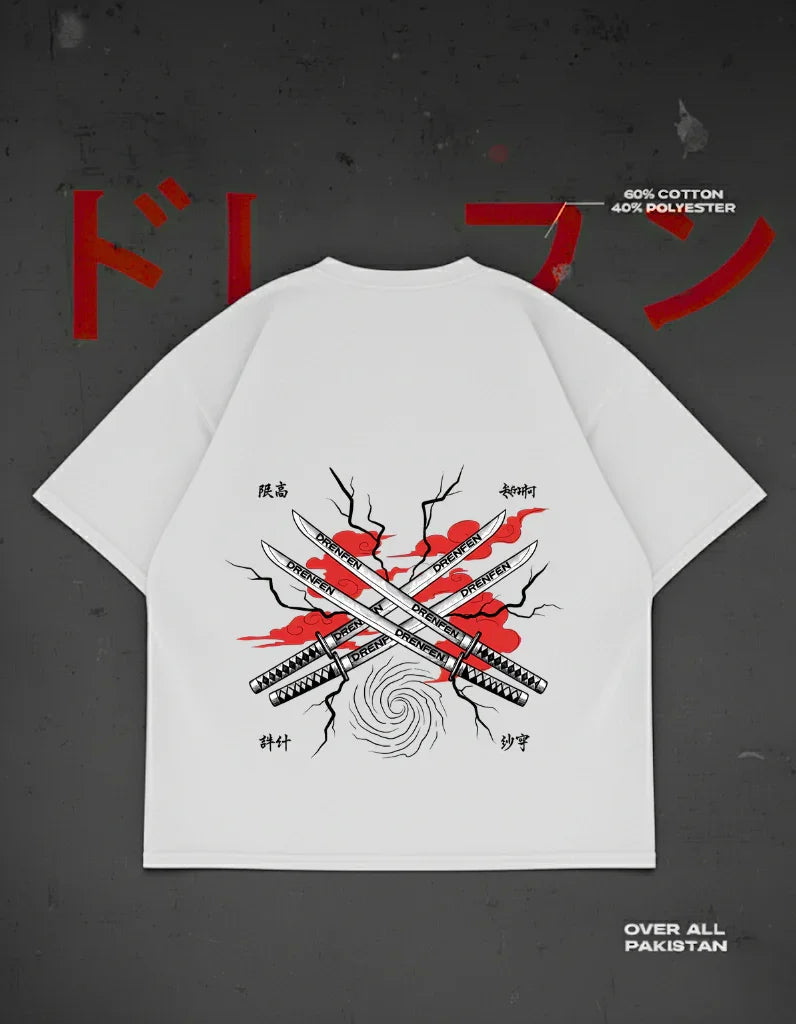 One Silent Strike Drop Shoulder T-Shirt in White - DRENFEN