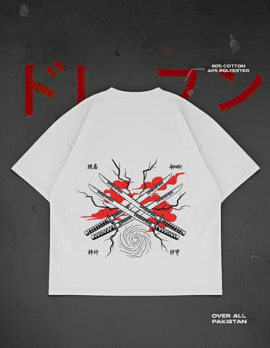 One Silent Strike Drop Shoulder T-Shirt in White - DRENFEN