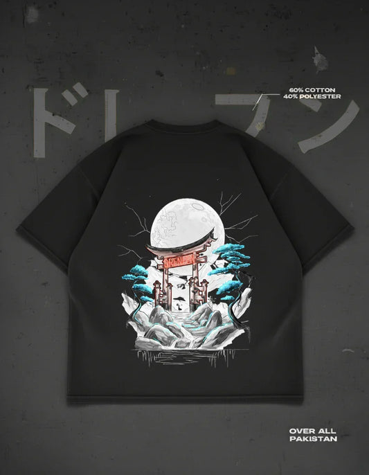 The Serenity Gate Drop Shoulder T-Shirt | Black - DRENFEN 