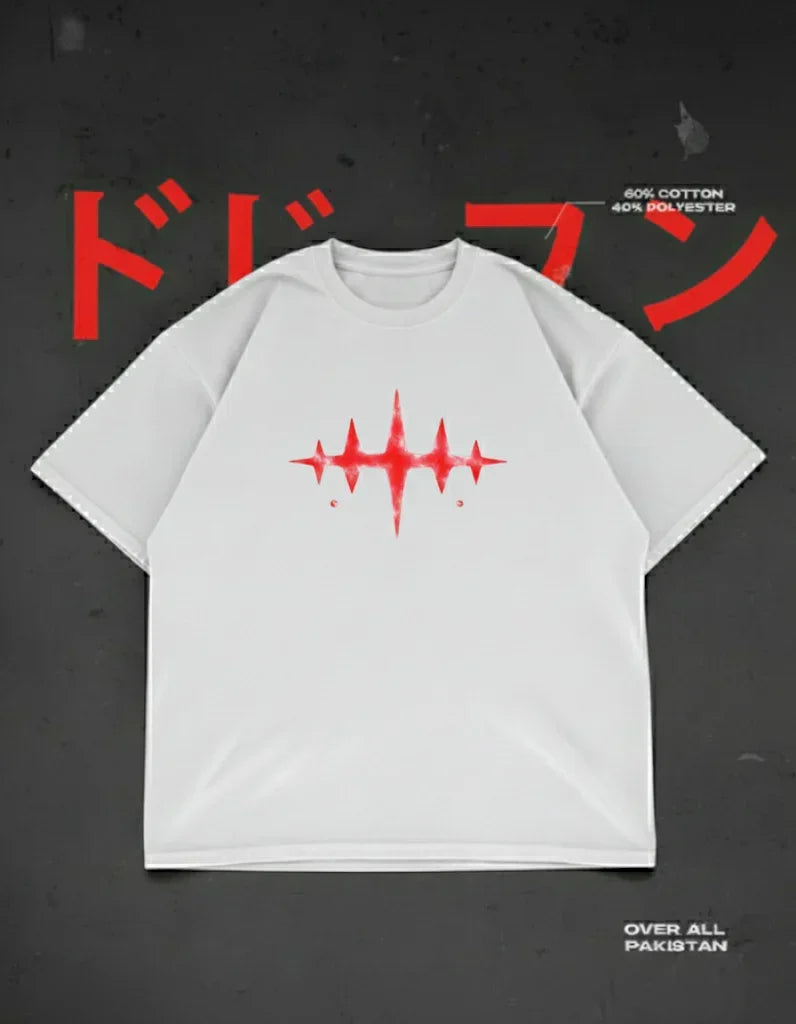 The Nebula Blade Drop Shoulder T-Shirt | White - DRENFEN 
